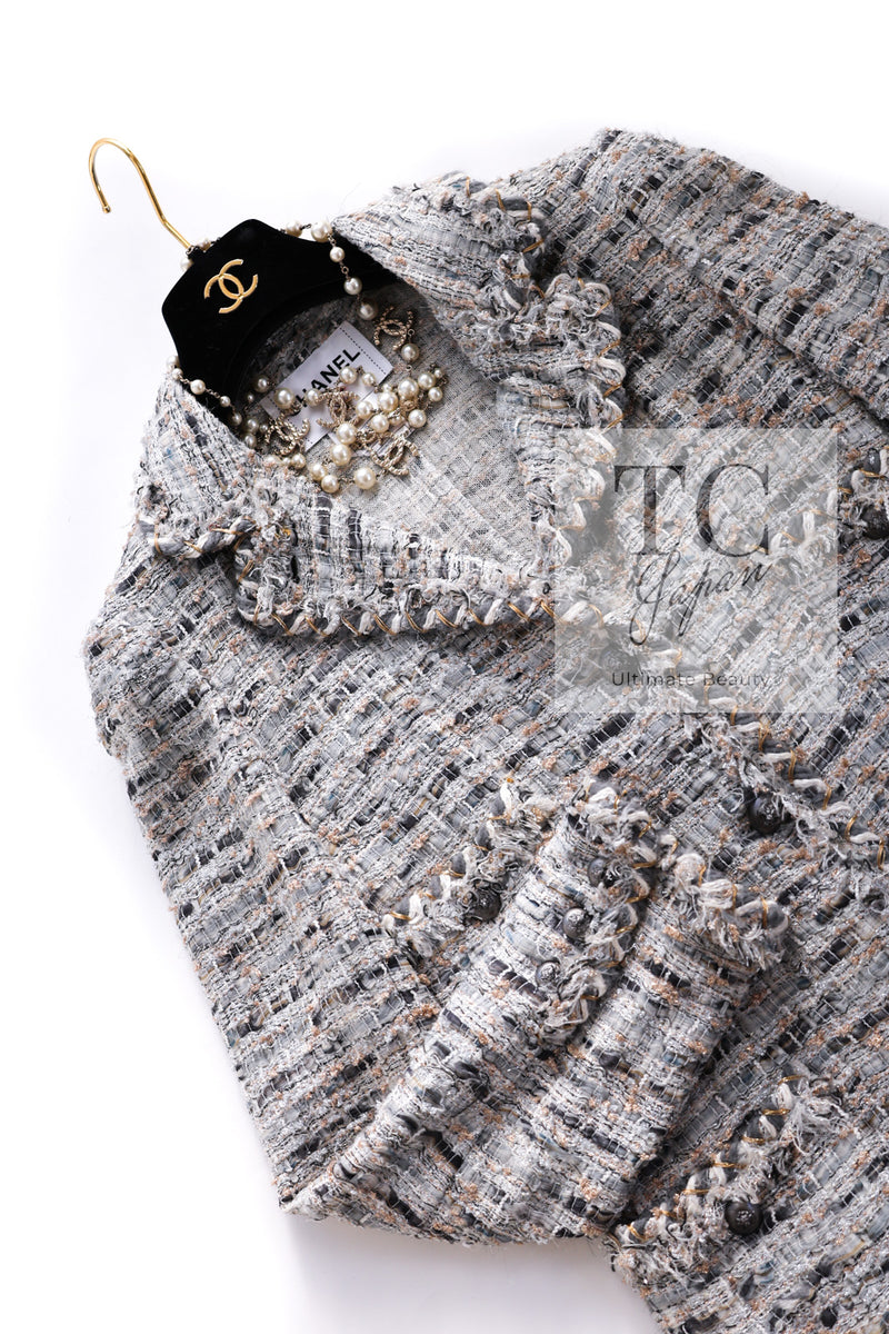 CHANEL 08A Sarah Jessica Parker Grey Multi Tweed Jacket 40 シャネル サラ ジェシカ着用 グレー マルチ ツイード ジャケット 即発