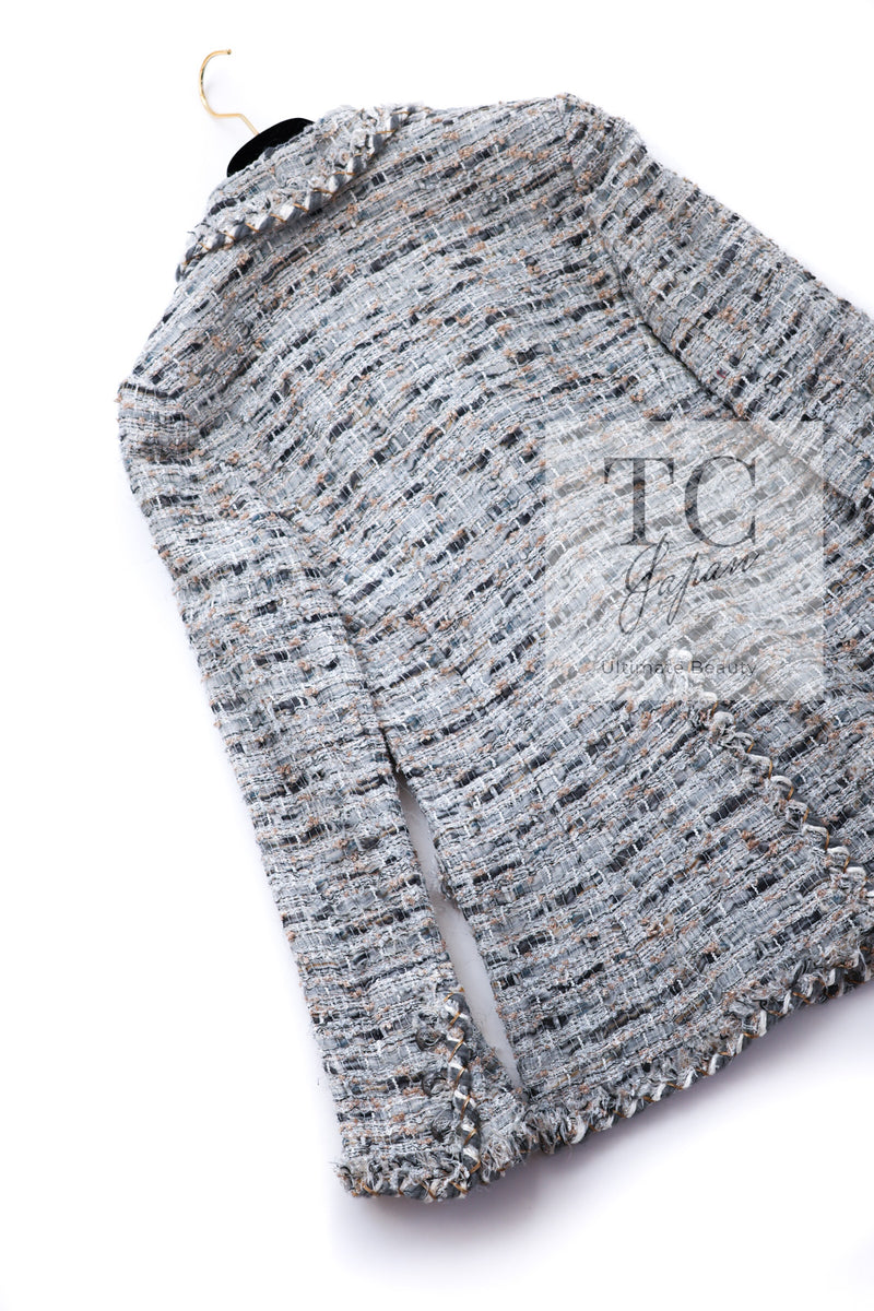 CHANEL 08A Sarah Jessica Parker Grey Multi Tweed Jacket 40 シャネル サラ ジェシカ着用 グレー マルチ ツイード ジャケット 即発