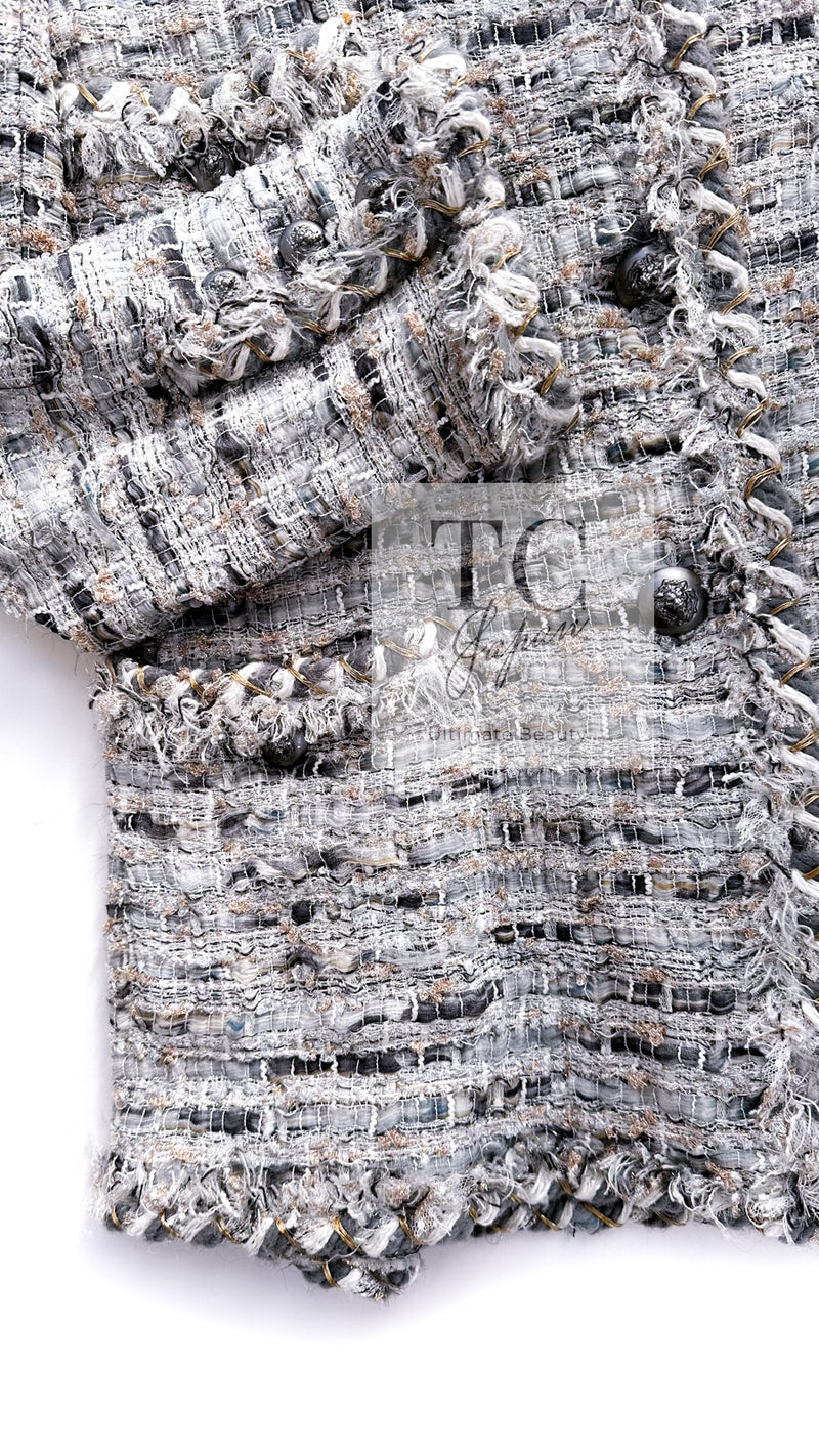 CHANEL 08A Sarah Jessica Parker Grey Multi Tweed Jacket 40 シャネル サラ ジェシカ着用 グレー マルチ ツイード ジャケット 即発