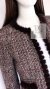 CHANEL 03A Brown Pink Mink Fur Trim Tweed Jacket 36 38 シャネル ブラウン ピンク ミンク ファー トリミング ツイード ジャケット 即発