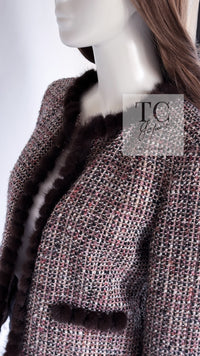 CHANEL 03A Brown Pink Mink Fur Trim Tweed Jacket 36 38 シャネル ブラウン ピンク ミンク ファー トリミング ツイード ジャケット 即発