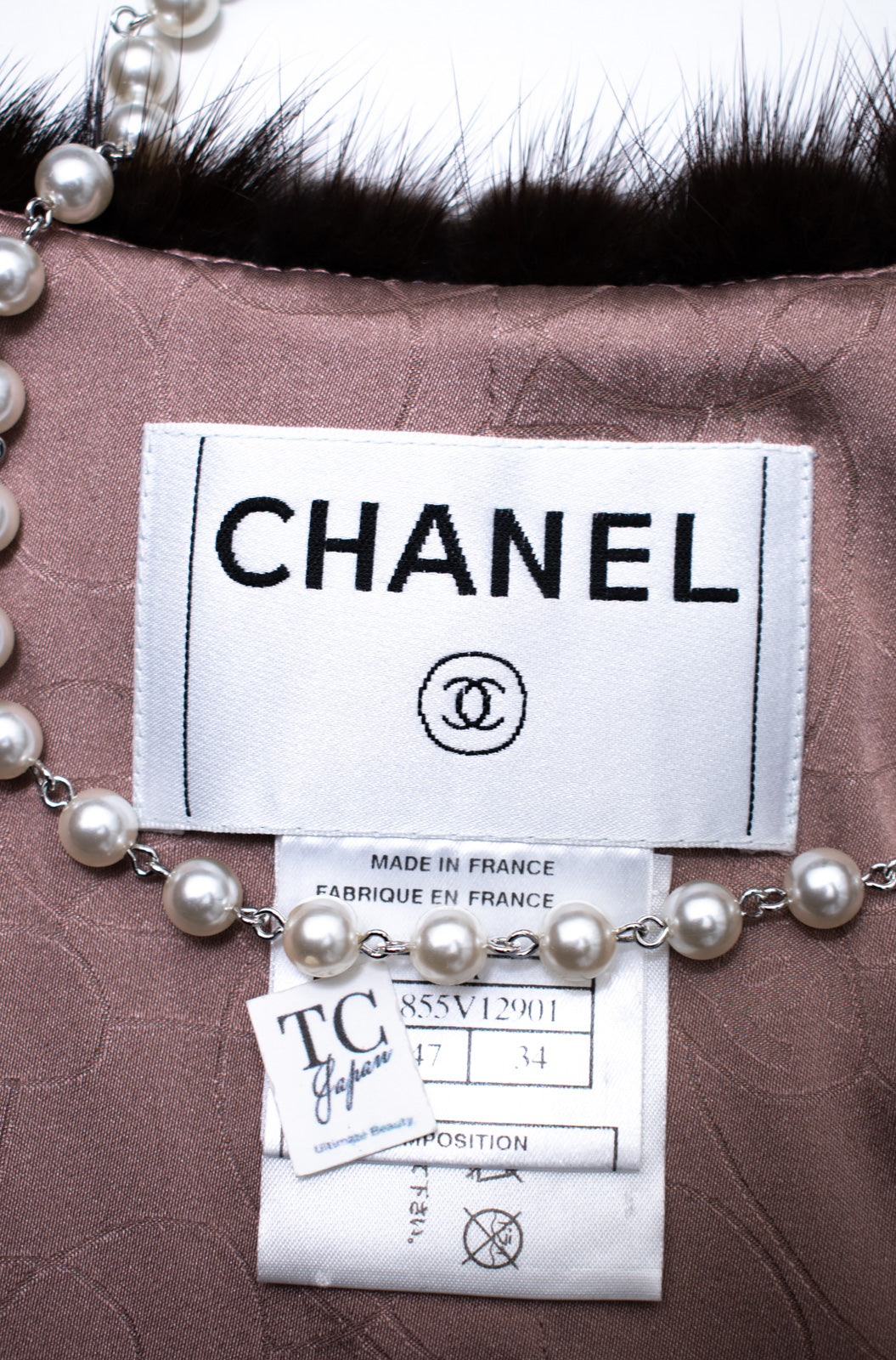 CHANEL 03A Brown Pink Mink Fur Trim Tweed Jacket 36 38 シャネル ブラウン ピンク ミンク ファー トリミング ツイード ジャケット 即発