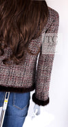 CHANEL 03A Brown Pink Mink Fur Trim Tweed Jacket 36 38 シャネル ブラウン ピンク ミンク ファー トリミング ツイード ジャケット 即発