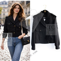 CHANEL 12A Black CC Logo Riders Blouson Coat Jacket 34 36 38 40 シャネル ブラック CC ロゴ ライダース ウール ブルゾン コート ジャケット 即発 - TC JAPAN