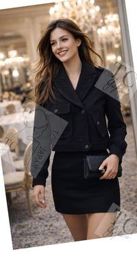 CHANEL 12A Black CC Logo Riders Blouson Coat Jacket 34 36 38 40 シャネル ブラック CC ロゴ ライダース ウール ブルゾン コート ジャケット 即発 - TC JAPAN