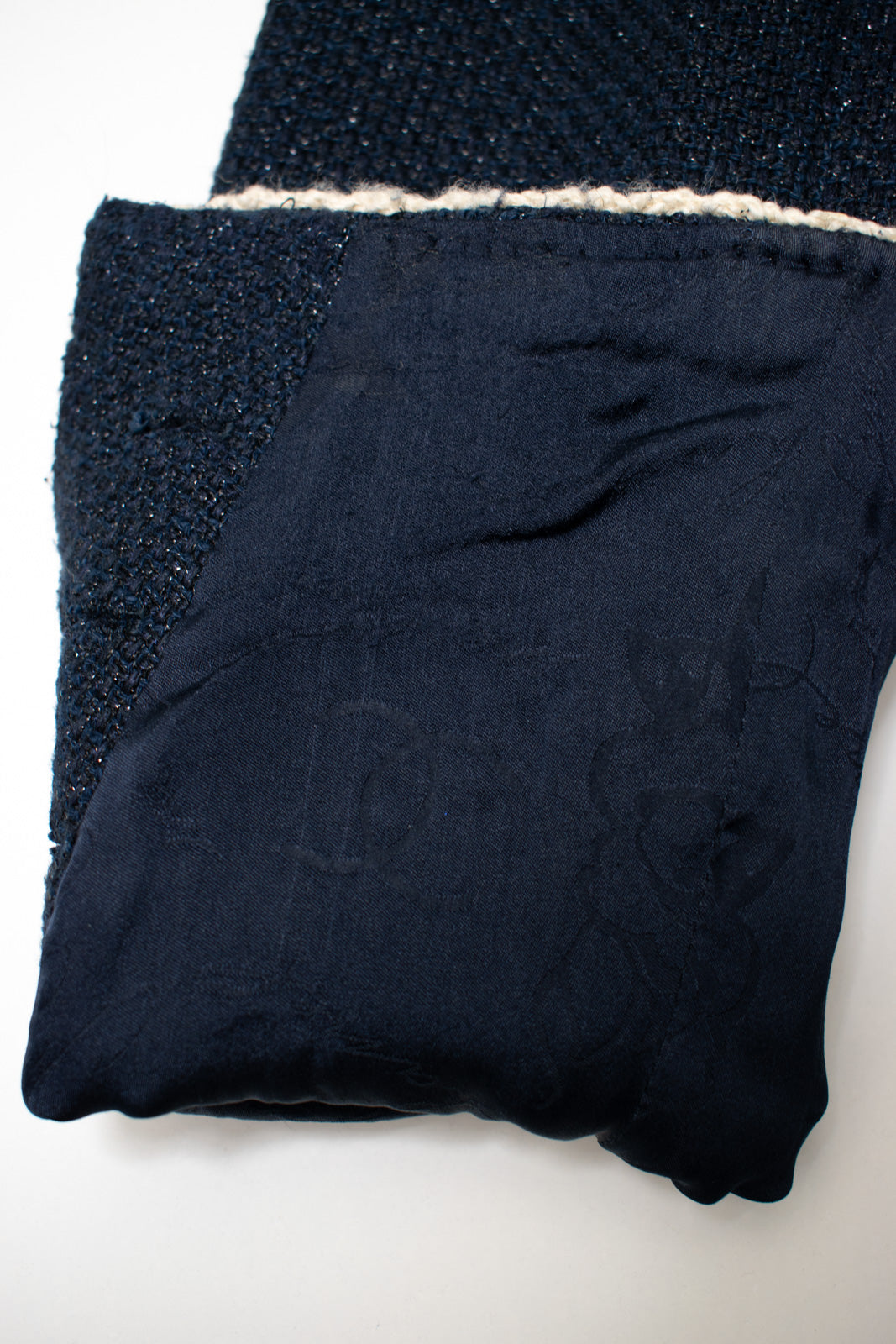 CHANEL 11S Navy Crochet Braid Trim Cotton Jacket 36 38 シャネル ネイビー クロシェット ブレイド トリミング コットン ジャケット 即発