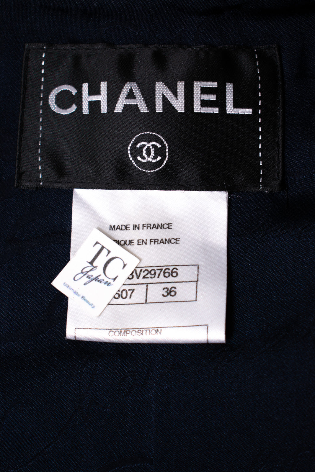 CHANEL 11S Navy Crochet Braid Trim Cotton Jacket 36 38 シャネル ネイビー クロシェット ブレイド トリミング コットン ジャケット 即発