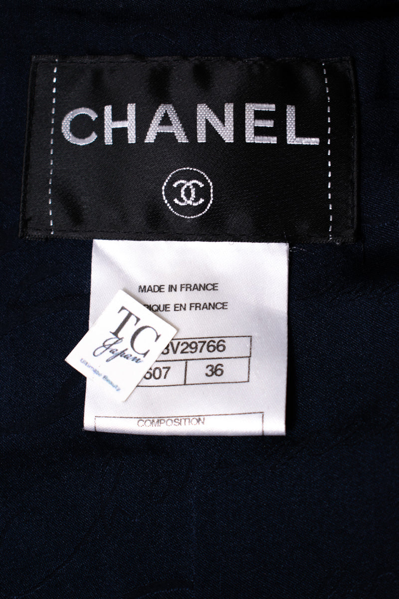 CHANEL 11S Navy Crochet Braid Trim Cotton Jacket 36 38 シャネル ネイビー クロシェット ブレイド トリミング コットン ジャケット 即発