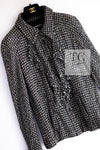CHANEL 09S Black White Silk Wool Cardigan Jacket 38 シャネル ブラック ホワイト シルク ウール カーディガン ジャケット 即発