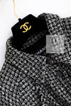 CHANEL 09S Black White Silk Wool Cardigan Jacket 38 シャネル ブラック ホワイト シルク ウール カーディガン ジャケット 即発