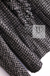 CHANEL 09S Black White Silk Wool Cardigan Jacket 38 シャネル ブラック ホワイト シルク ウール カーディガン ジャケット 即発