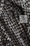 CHANEL 09S Black White Silk Wool Cardigan Jacket 38 シャネル ブラック ホワイト シルク ウール カーディガン ジャケット 即発