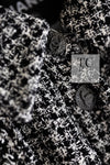CHANEL 09S Black White Silk Wool Cardigan Jacket 38 シャネル ブラック ホワイト シルク ウール カーディガン ジャケット 即発
