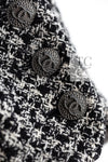 CHANEL 09S Black White Silk Wool Cardigan Jacket 38 シャネル ブラック ホワイト シルク ウール カーディガン ジャケット 即発