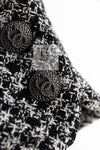 CHANEL 09S Black White Silk Wool Cardigan Jacket 38 シャネル ブラック ホワイト シルク ウール カーディガン ジャケット 即発