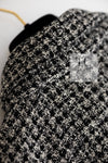CHANEL 09S Black White Silk Wool Cardigan Jacket 38 シャネル ブラック ホワイト シルク ウール カーディガン ジャケット 即発