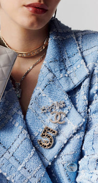 CHANEL 23PS Baby Blue CC Buttons Double Tweed Jacket Skirt Suit 38 シャネル ベビー ブルー ココボタン ダブル ツイード ジャケット スカート スーツ 即発 - TC JAPAN