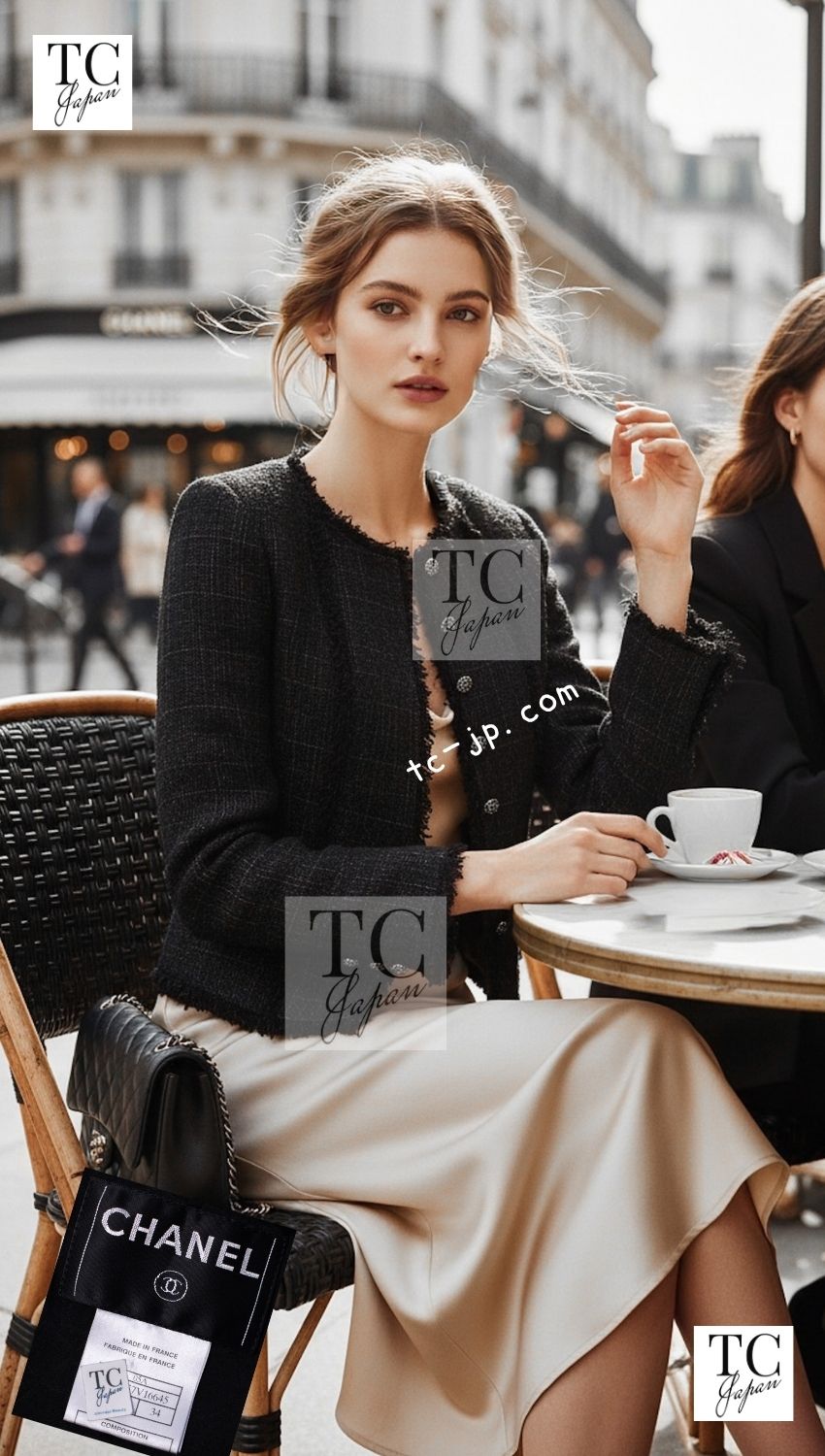 CHANEL 05PF Black Gary Fringe Trim Tweed Jacket 34 38 40 シャネル ブラック グレー フリンジトリム ツイード ジャケット 即発 - TC JAPAN