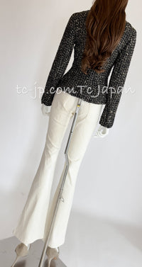 CHANEL 97A Vintage Black Gray Chevron Tweed Jacket Skirt Suit 36 38 40 シャネル ヴィンテージ ブラック グレー シェブロン ツイード ジャケット スカート スーツ 即発