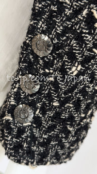 CHANEL 97A Vintage Black Gray Chevron Tweed Jacket Skirt Suit 38 40 シャネル ヴィンテージ ブラック グレー シェブロン ツイード ジャケット スカート スーツ 即発