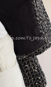 CHANEL 97A Vintage Black Gray Chevron Tweed Jacket Skirt Suit 38 40 シャネル ヴィンテージ ブラック グレー シェブロン ツイード ジャケット スカート スーツ 即発
