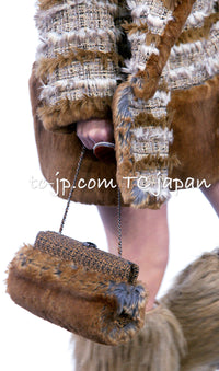 CHANEL 10A Brown Beige Fantasy Fur Tweed Dress 44 シャネル ブラウン ベージュ ファンタジー ファー ツイード ワンピース 即発