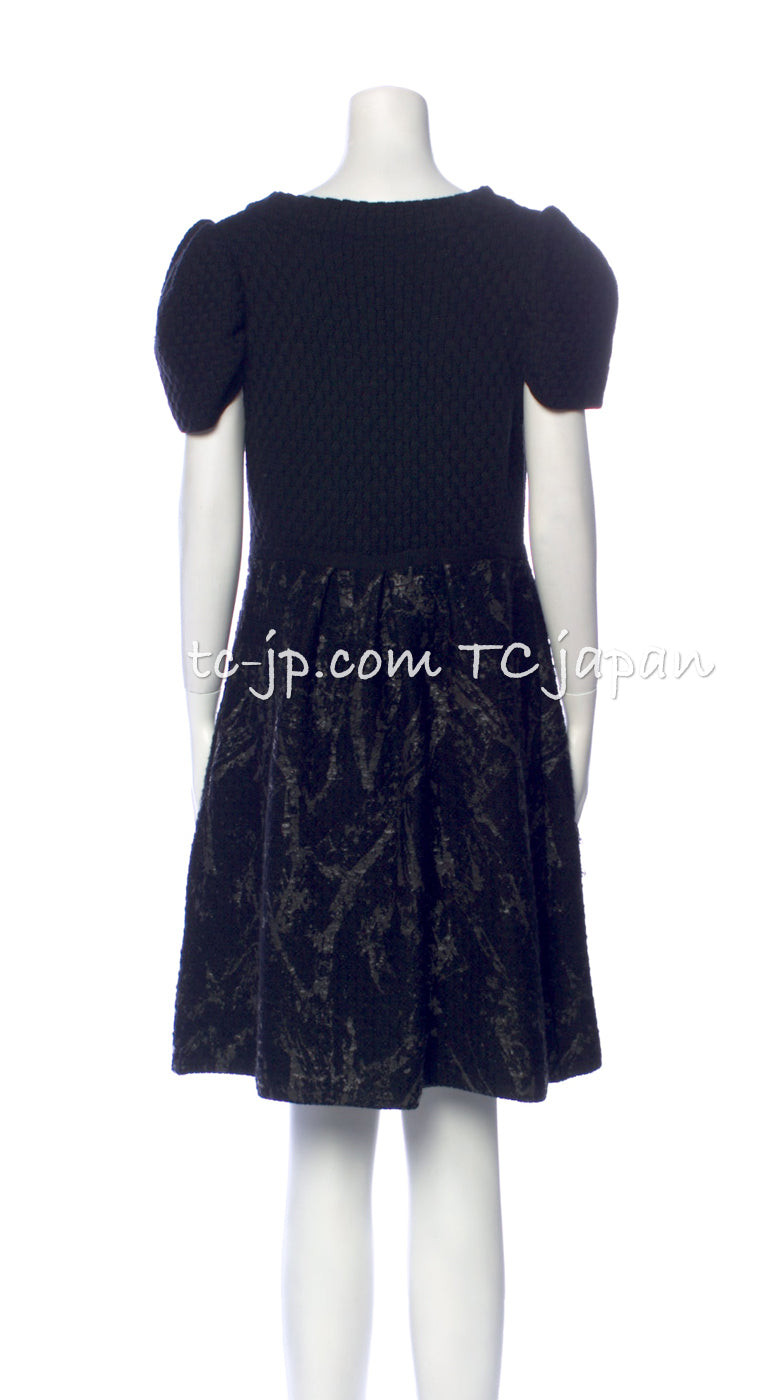 CHANEL 11A Black Ivory Tweed Dress 34 36 シャネル ブラック アイボリー ツイード ワンピース 即発