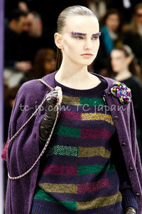 CHANEL 12A Purple Knit Cashmere Cardigan Gripox Buttons 38 40 シャネル パープル ニット カシミア カーディガン グリポワ宝石ボタン 即発 - TC JAPAN