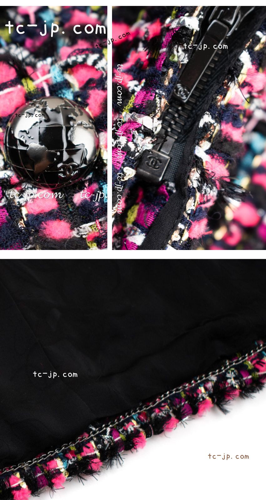 シャネル ジャケット コート CHANEL ルサージュ ピンク ブラック