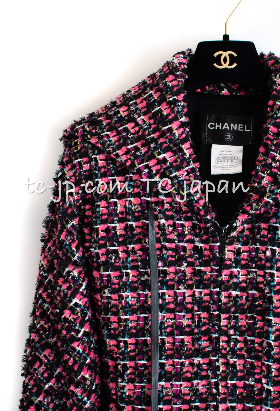 シャネル ジャケット コート CHANEL ルサージュ ピンク ブラック