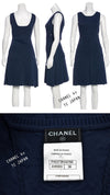 CHANEL 13C Versailles Navy Jacquard Sleeveless Dress 34 36 シャネル ベルサイユ ネイビー ジャガード ニット ノースリーブ ワンピース 即発