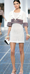 CHANEL 13S White Red Navy Quilted Trim Cropped Mesh Jacket 34 36 シャネル ホワイト レッド ネイビー トリム クロップド メッシュ ジャケット 即発