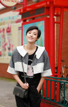 CHANEL 13S White Red Navy Quilted Trim Cropped Mesh Jacket 34 36 シャネル ホワイト レッド ネイビー トリム クロップド メッシュ ジャケット 即発