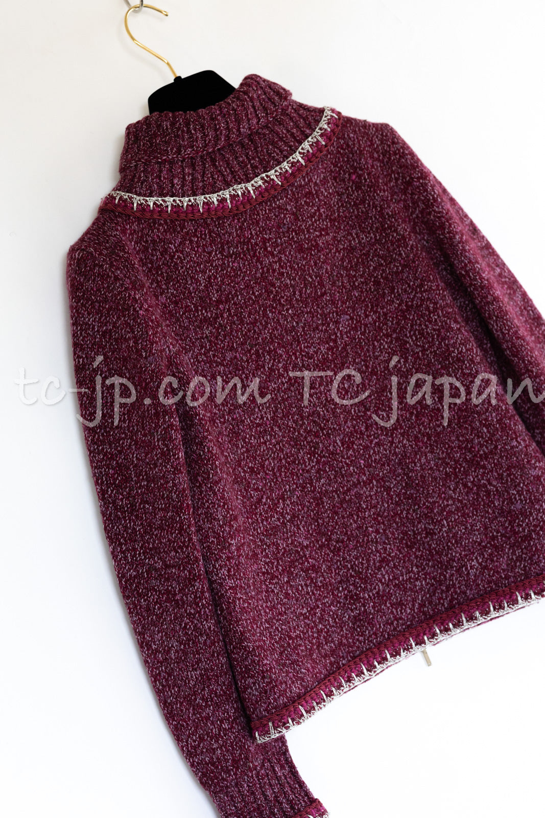 CHANEL シャネル　カーディガン シャネル カーディガン CHANEL プラム ワイン レッド カシミヤ シルク
