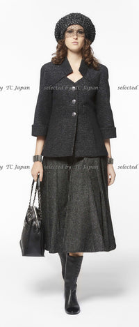 CHANEL 18PA Black Metallic Wool Thick Soft Jacket NWT 40 シャネル ブラック メタリック 肉厚 ふんわり ウール ジャケット コート 即発