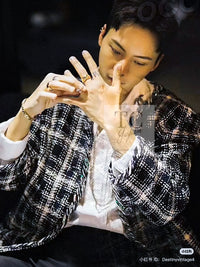 CHANEL 18S Navy Blue Ivory Checked Cotton Collarless Tweed Jacket Skirt Suit 42 シャネル ネイビー ブルー アイボリー チェック コットン ノーカラー ツイード ジャケット スカート スーツ 即発 - TC JAPAN