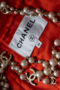 CHANEL 19A Coral Red Zipper Wool Tweed Coat Jacket 36 38 42 シャネル コーラル レッド ジッパー ウール ツイード コート ジャケット 即発