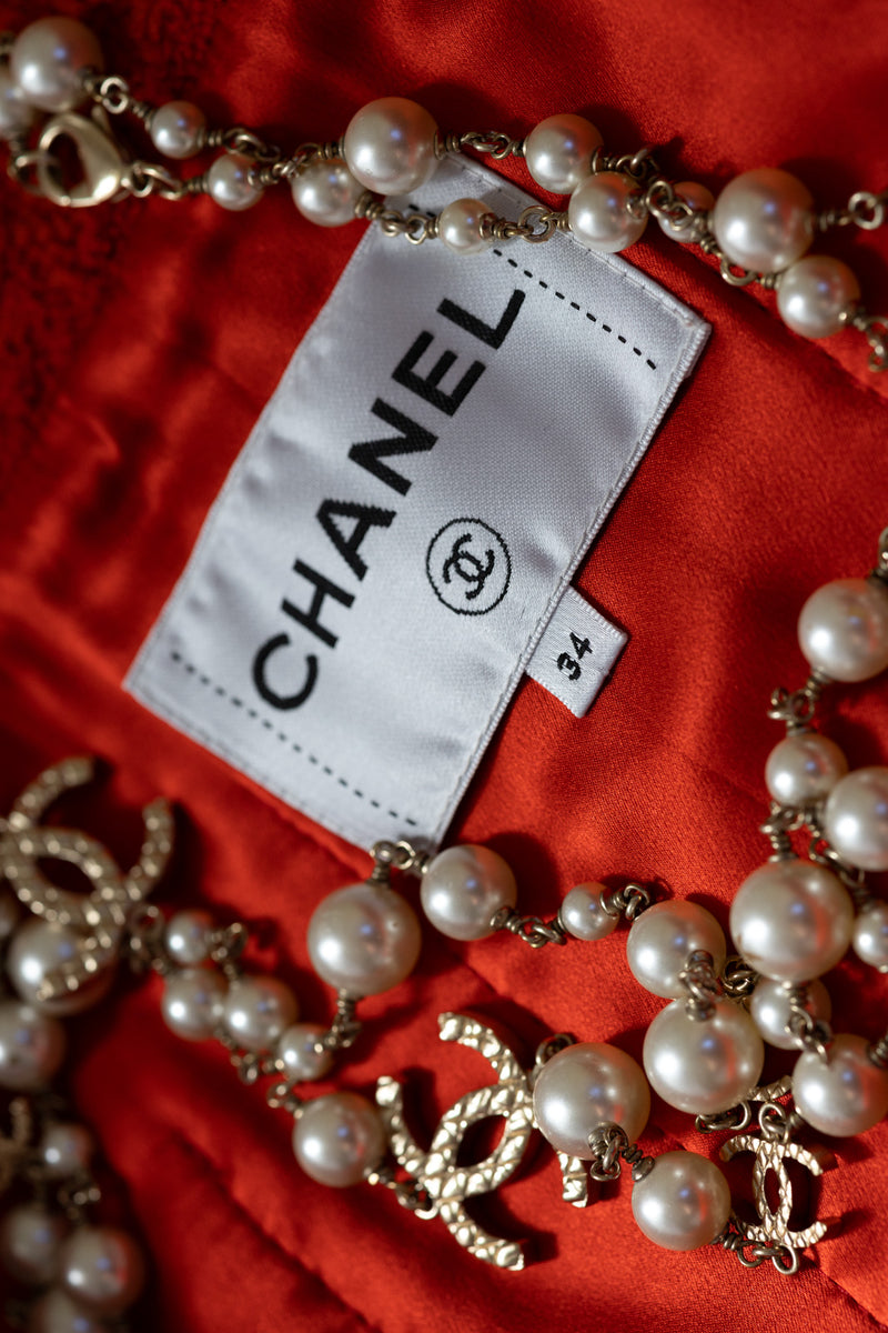 CHANEL 19A Coral Red Zipper Wool Tweed Coat Jacket 36 38 42 シャネル コーラル レッド ジッパー ウール ツイード コート ジャケット 即発