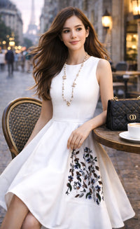 Christian Dior White EmbellishedDress 36 クリスチャン ディオール ホワイト 刺繍 ビーズ ドレス ワンピース 即発