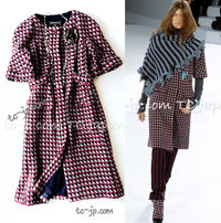 CHANEL 07A Gray Wine Red Navy Cashmere Coat 40 シャネル グレー ワインレッド ネイビー カシミア コート 即発