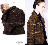 CHANEL 98A Vintage Brown Multicolor Tweed Jacket 38 シャネル ブラウン マルチカラー ツイード ジャケット 即発