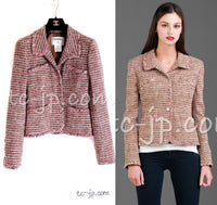 CHANEL 03S Brown Pink Linen Cotton Tweed Jacket 38 シャネル ブラウン ピンク コットン ツイード ジャケット 即発