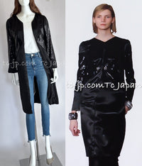 CHANEL 10PF Black Sequin Embellishments Cocktail Dress Coat 36 シャネル ブラック スパンコール カクテルドレス ワンピース コート 即発