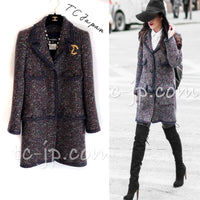 CHANEL 12A Navy Multicolor Tweed Jacket Coat 40 42 シャネル ネイビー マルチカラー ツイード ジャケット コート 即発
