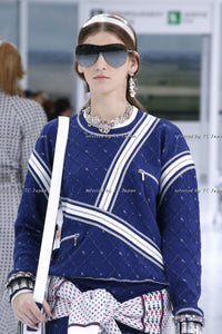 CHANEL 16S White Red Blue Tricolor Airplane Tops Sweater 38 シャネル ホワイト レッド ブルー 飛行機 ニット セーター トレーナー 即発