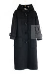 CHANEL 21B Black Alpaca Wool Hooded Duffel Long Coat 38 40 42 シャネル ブラック アルパカ ウール フード付き ダッフル ロング コート 即発