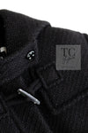 CHANEL 21B Black Alpaca Wool Hooded Duffel Long Coat 38 40 42 シャネル ブラック アルパカ ウール フード付き ダッフル ロング コート 即発