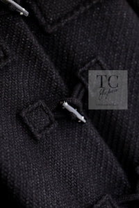 CHANEL 21B Black Alpaca Wool Hooded Duffel Long Coat 38 40 42 シャネル ブラック アルパカ ウール フード付き ダッフル ロング コート 即発