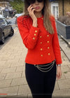 CHANEL 88A Vintage Red CC Gold Button Double Tweed Jacket 38 シャネル ヴィンテージ レッド CC ゴールド ボタン ダブル ツイード ジャケット 即発