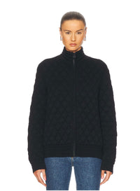 CHANEL 09A Black Quilted Wool Zipper Jacket Cardigan 36 38 40 シャネル ブラック キルト ウール ジッパー ジャケット カーディガン 即発